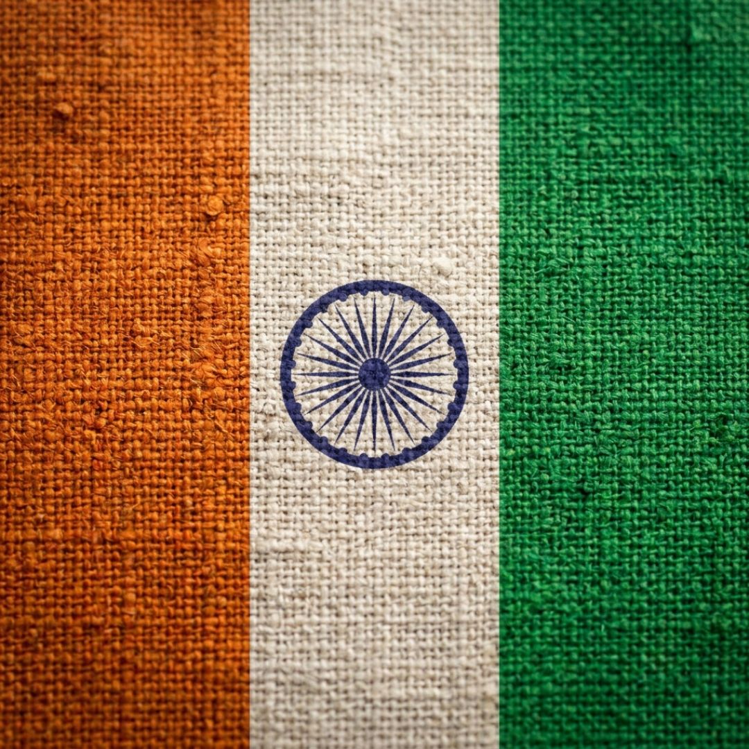 Indian flag fabric texture close-up — Tiranga
